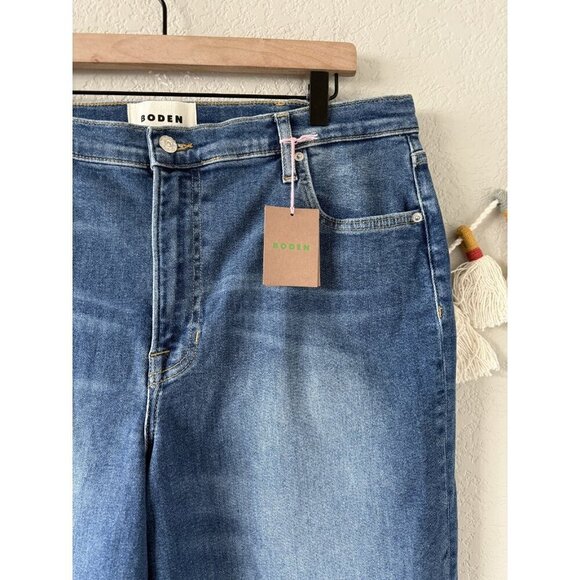 Boden High Rise Wide Leg Jeans Mid Vintage Wash Denim Boho Baggy NWT 32L - Picture 6 of 11